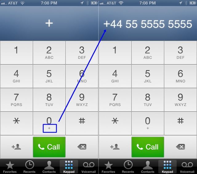 How do you correctly dial an international phone number?