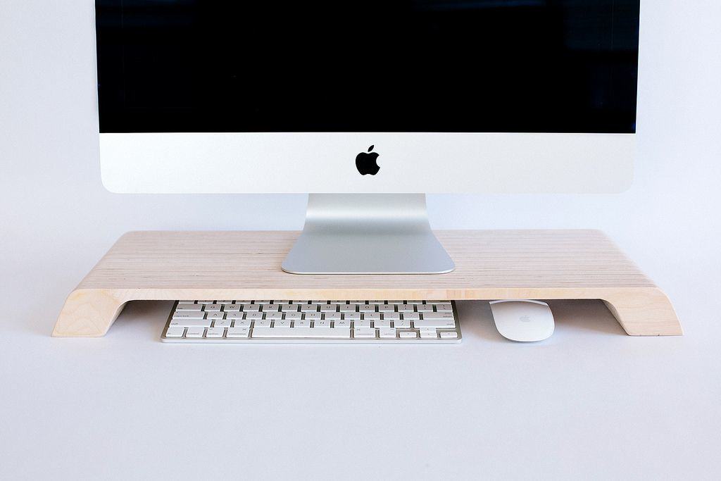 Beautiful Wooden Stand Elevates Your iMac