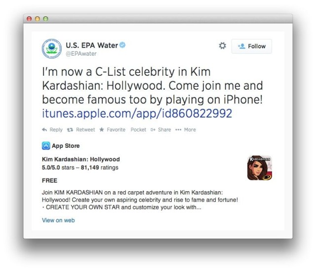 photo of Environmental Protection Agency accidentally tweets about Kim Kardashian game, hilarity ensues image