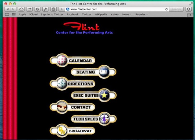 photo of Flint Center’s website hasn’t been updated since Steve Jobs introduced the iMac image
