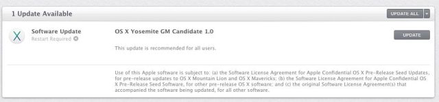 photo of Apple seeds OS X Yosemite GM Candidate 1.0 to developers image