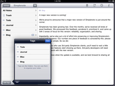 Simplenote Gains Lists, Dropbox Sync and More | Cult of Mac
