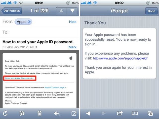 reset apple id password online