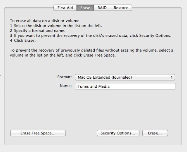 erase free space disk utility