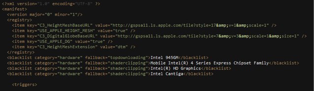 Why would Apple's new Maps app include references to Intel based graphics chipsets in its code?