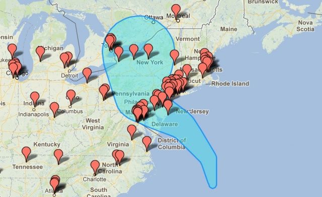 Apple stores located in hurricane Sandy's path.