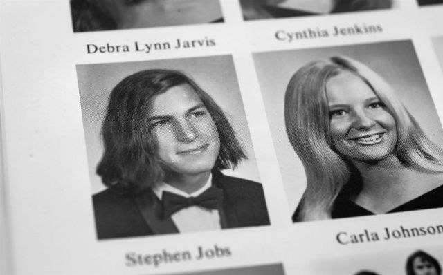 What a difference a few years makes. This is Jobs' better-known senior yearbook photo.