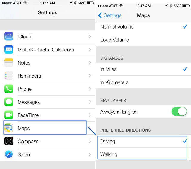 Le direzioni preferite Maps iOS 7 beta
