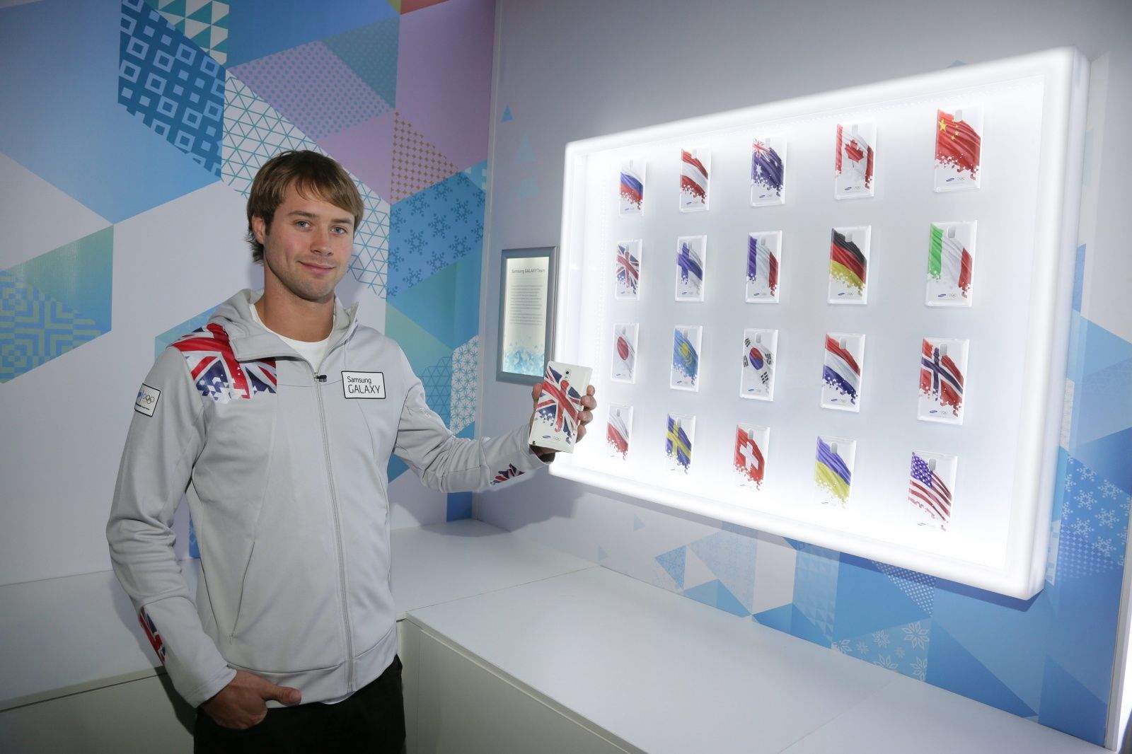 Olympic athletes receive Note 3 phones with their country's flag on the back.