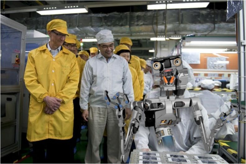 Artist's impression of what a future Apple battery production line might look like.