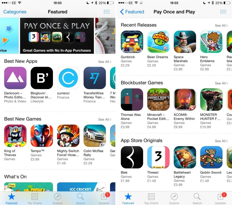 Apple highlights non-freemium games in App Store section