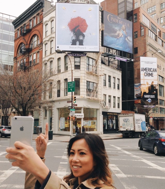 With her "Shot on iPhone6" billboard in New York in April.
