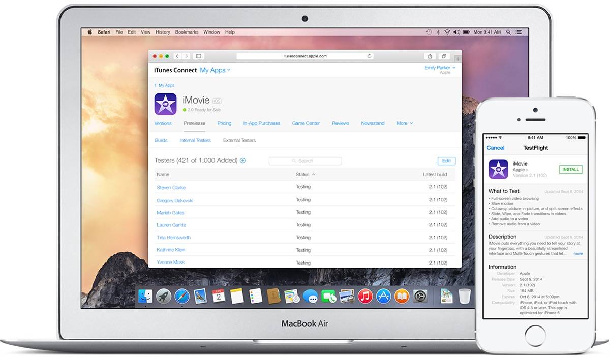 Testflight now supports iOS 9.