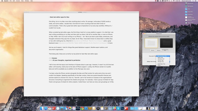 Byword is a simple to use, no frills, text editor with great publishing features built right in.
