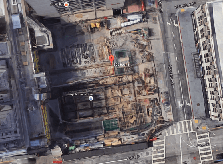 The new Apple Store in Union Square still isn't there in Google Earth.