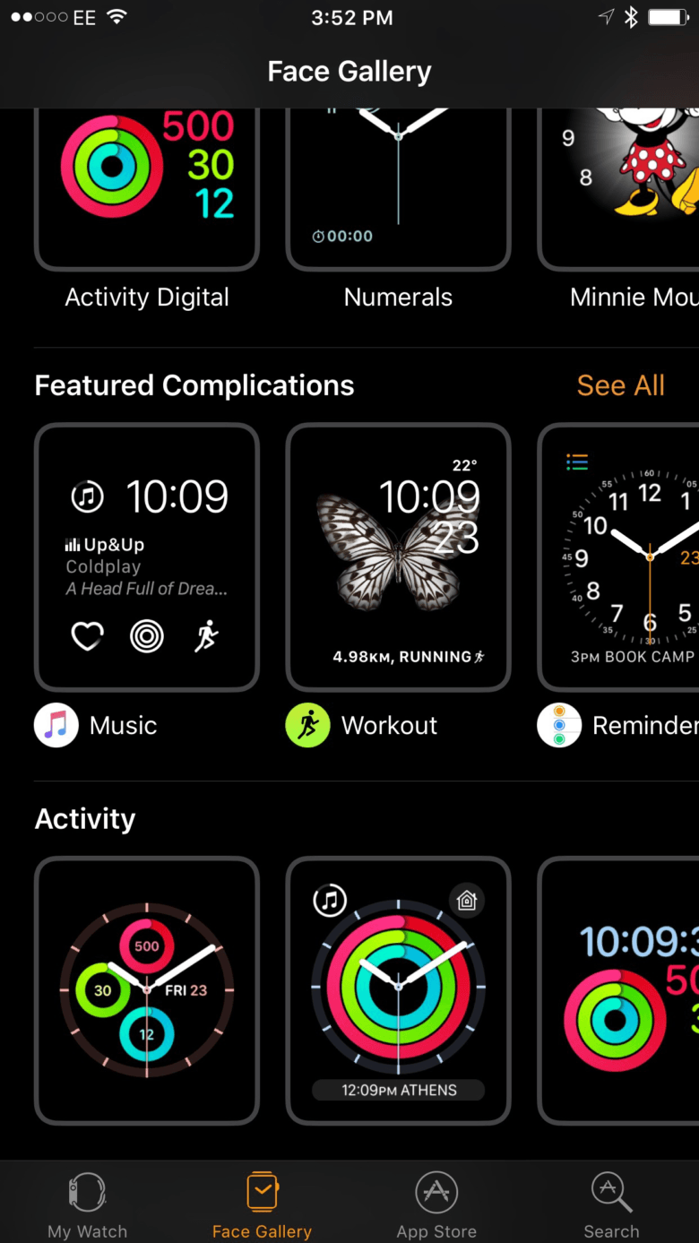The watch face gallery