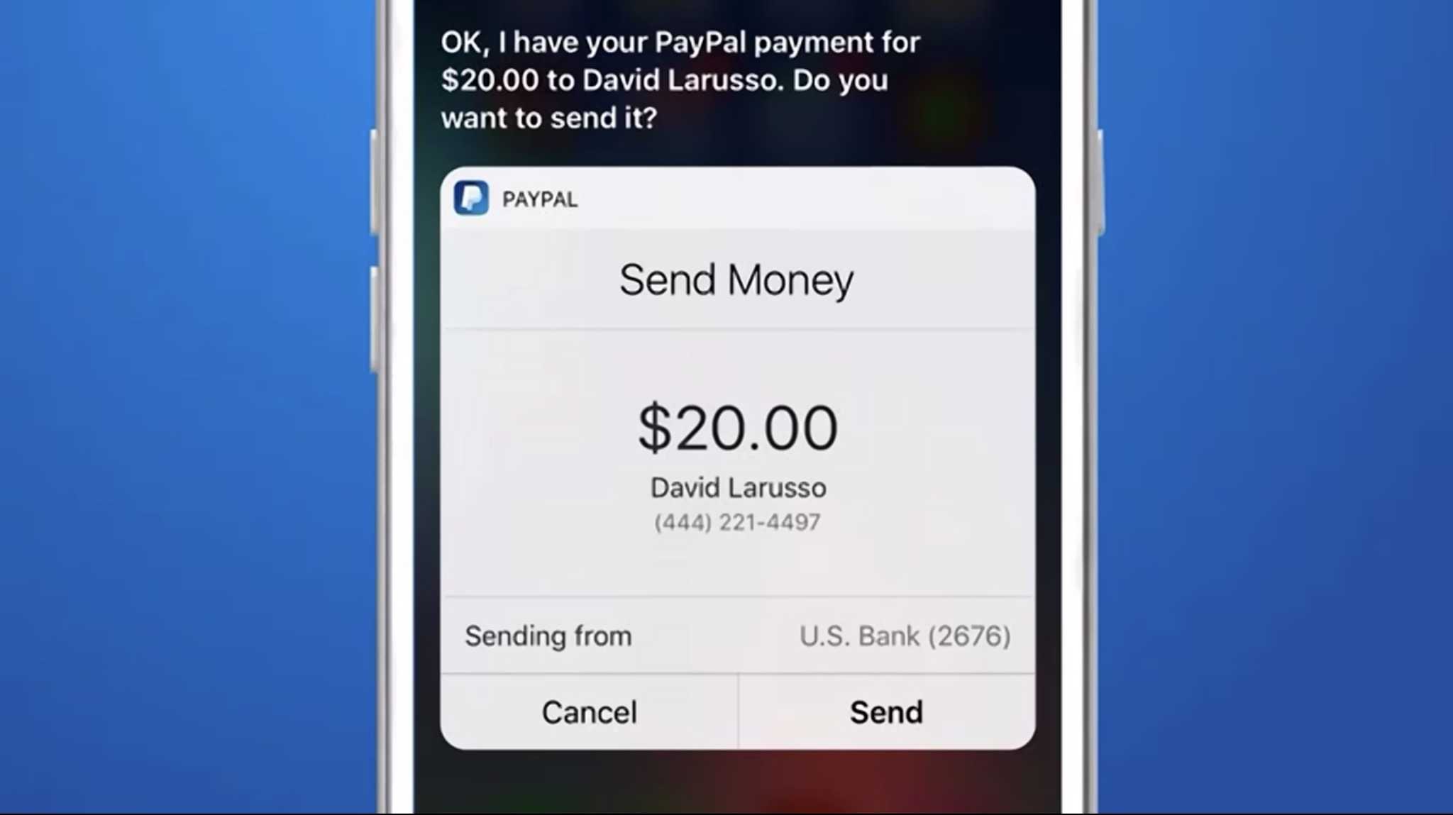 Siri can now send friends cash using PayPal.