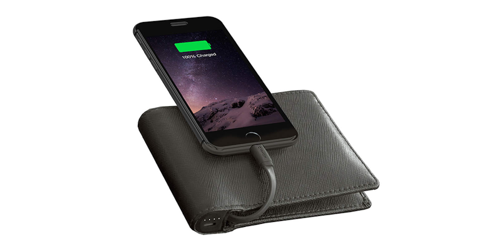This slick leather wallet hides a secret power -- the ability to charge your phone.