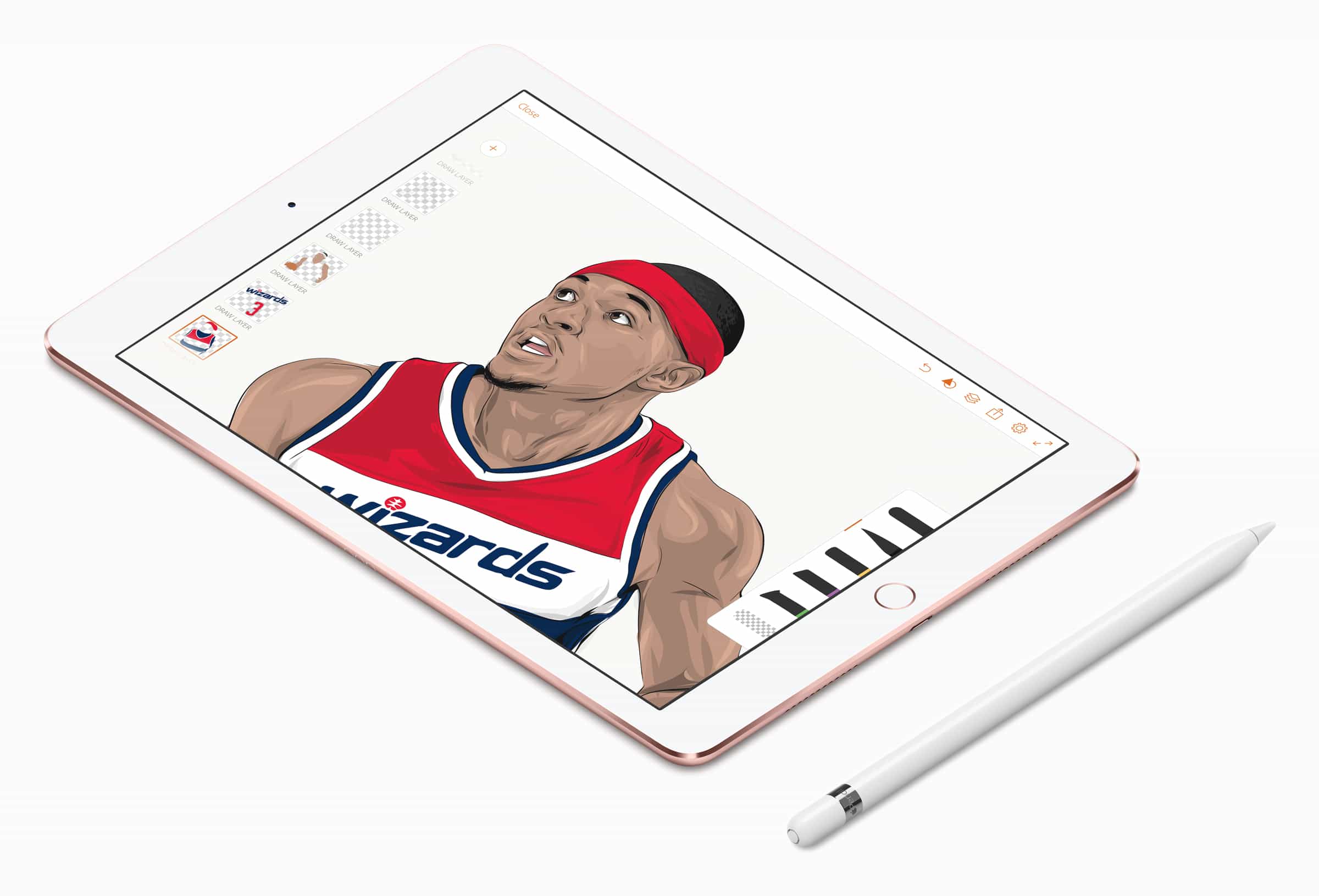 “Vector Art Monster” Rob Zilla uses an iPad Pro and Apple Pencil to draw NBA stars.