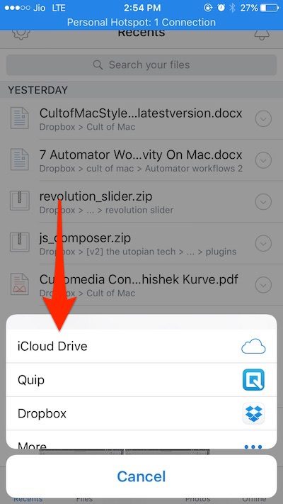 Import to iCloud Drive