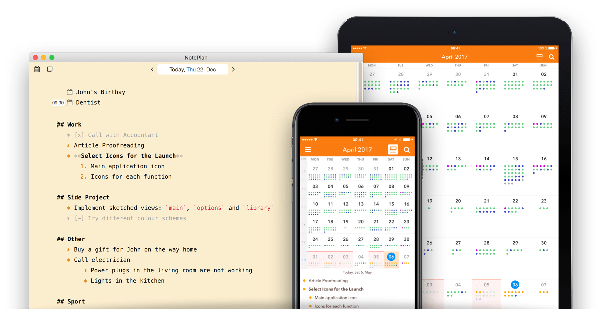 noteplan calendar text app