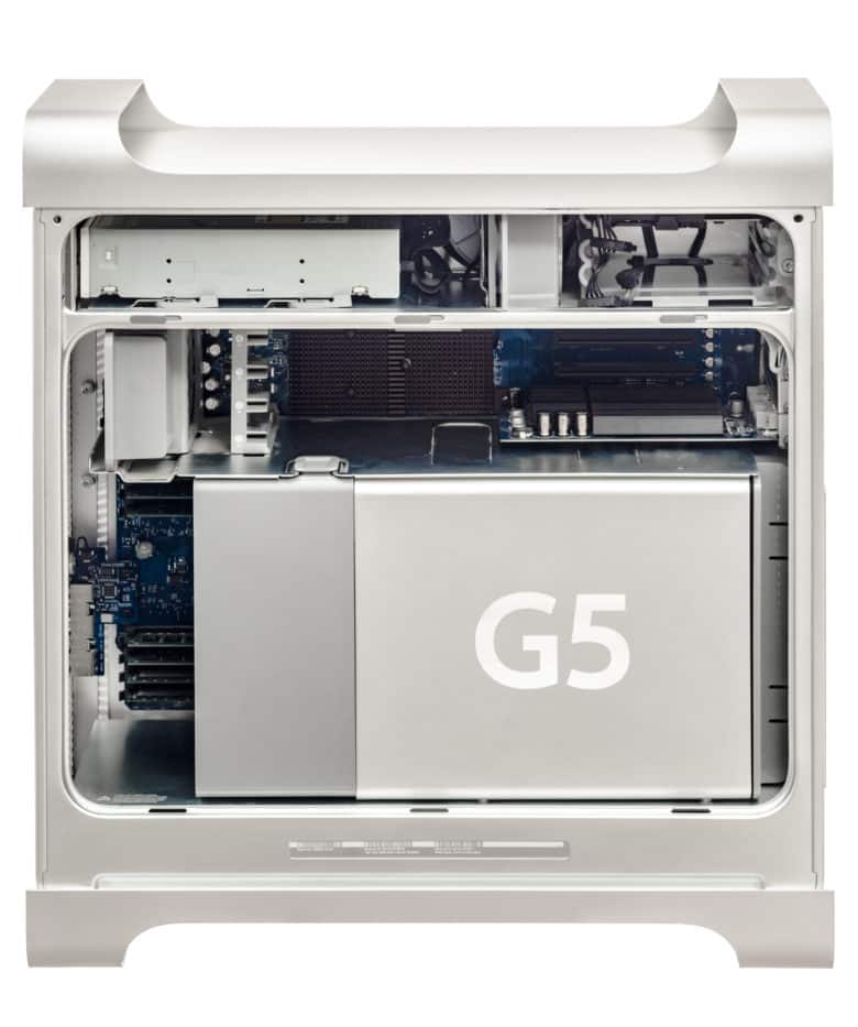  komputer desktop pembangkit tenaga listrik dengan chassis aluminium berlubang yang member Hari ini dalam sejarah Apple: Power Mac G5 memakai CPU 64-bit pertama di dunia