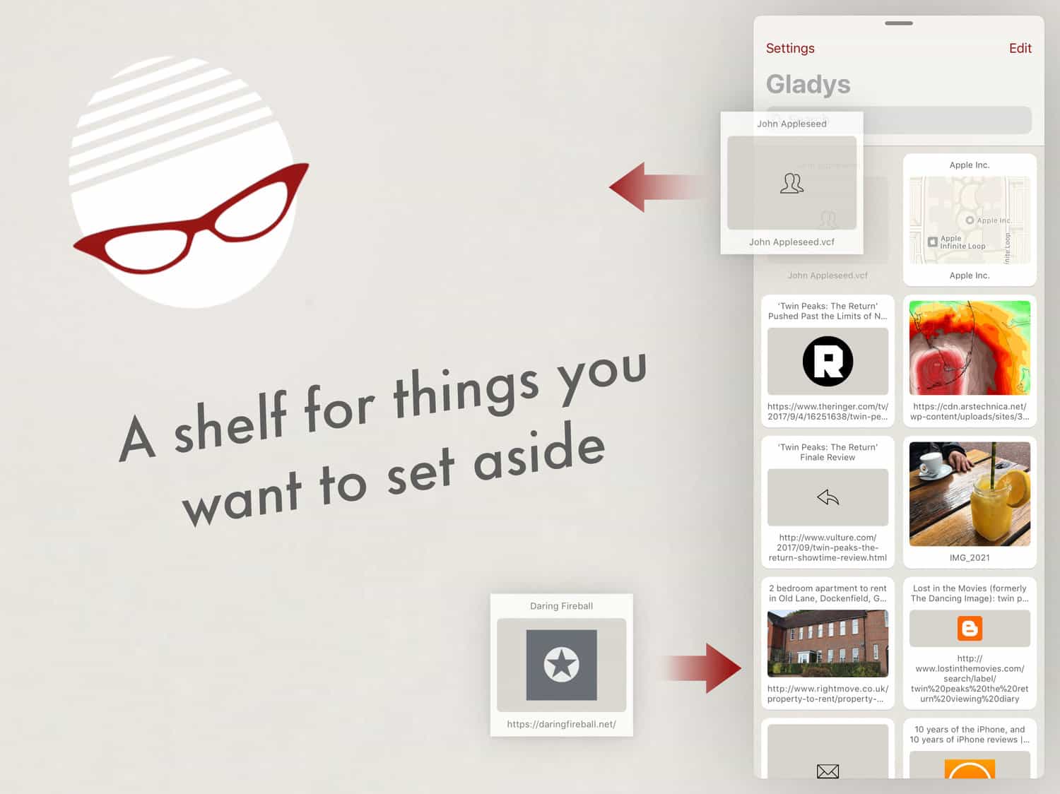 Gladys shelf app Gladys is well-suited to large collections, with great search. Previews are poor, though.