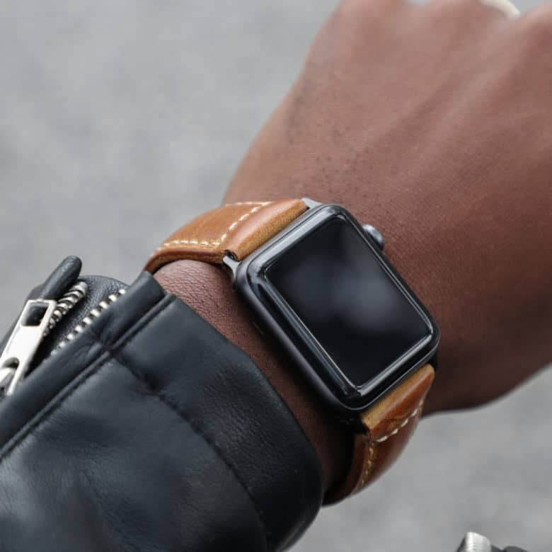 Your natural body oils will cause the Strapa Confidens tan leather Apple Watch band to age beautifully over time