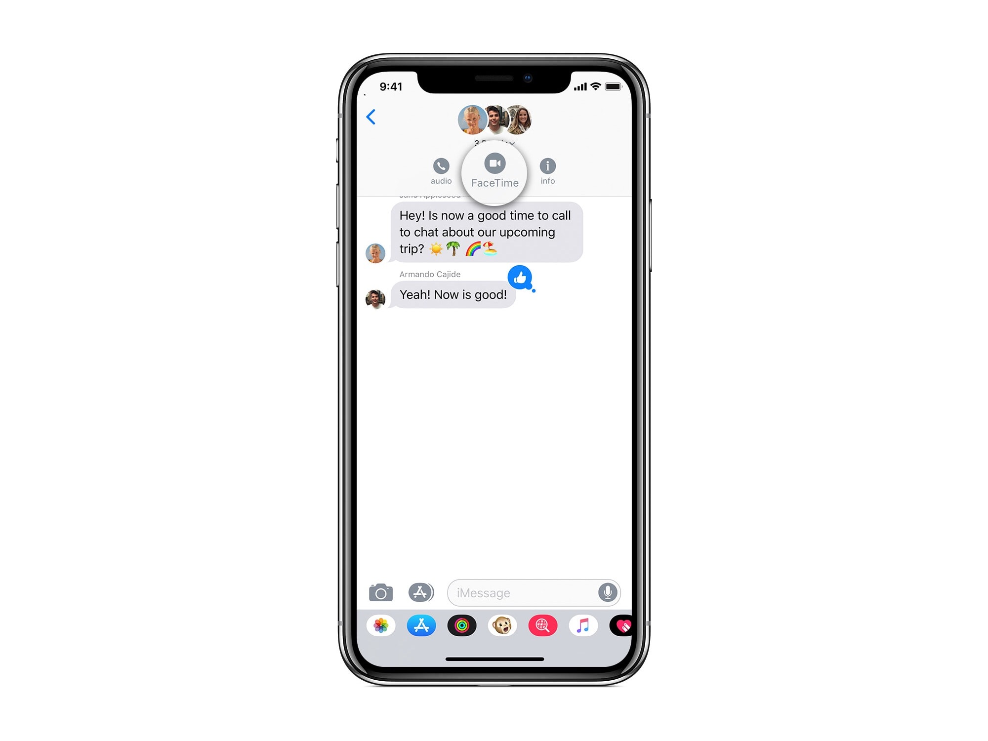 Start a Group FaceTime from an iMessage group chat.