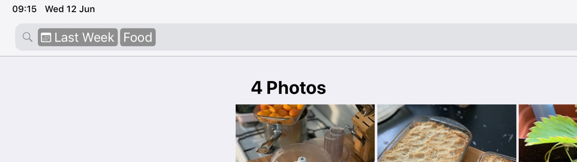   Search for tabs in the iOS 12 Photos application. 