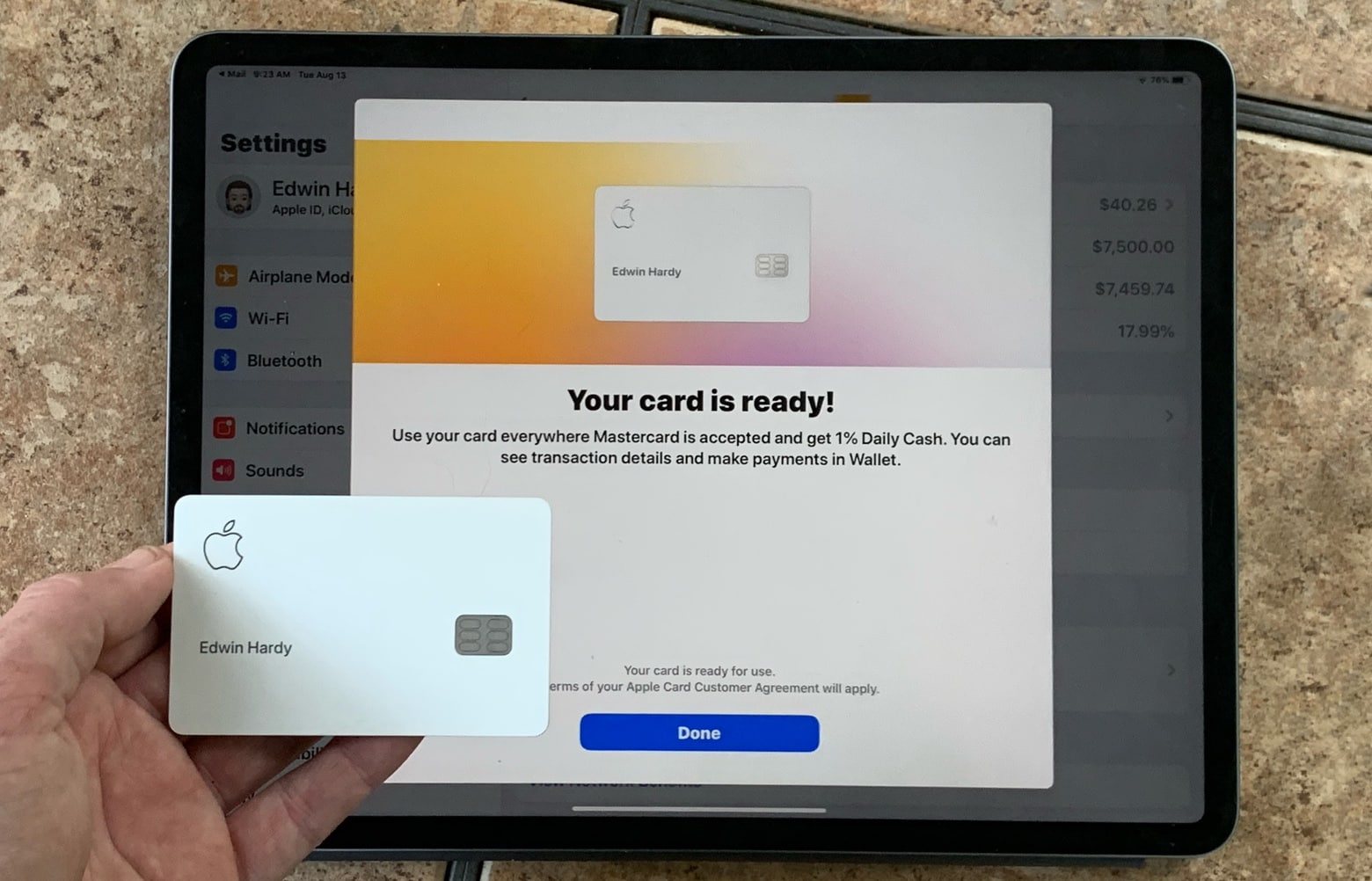 Apple Card with iPad