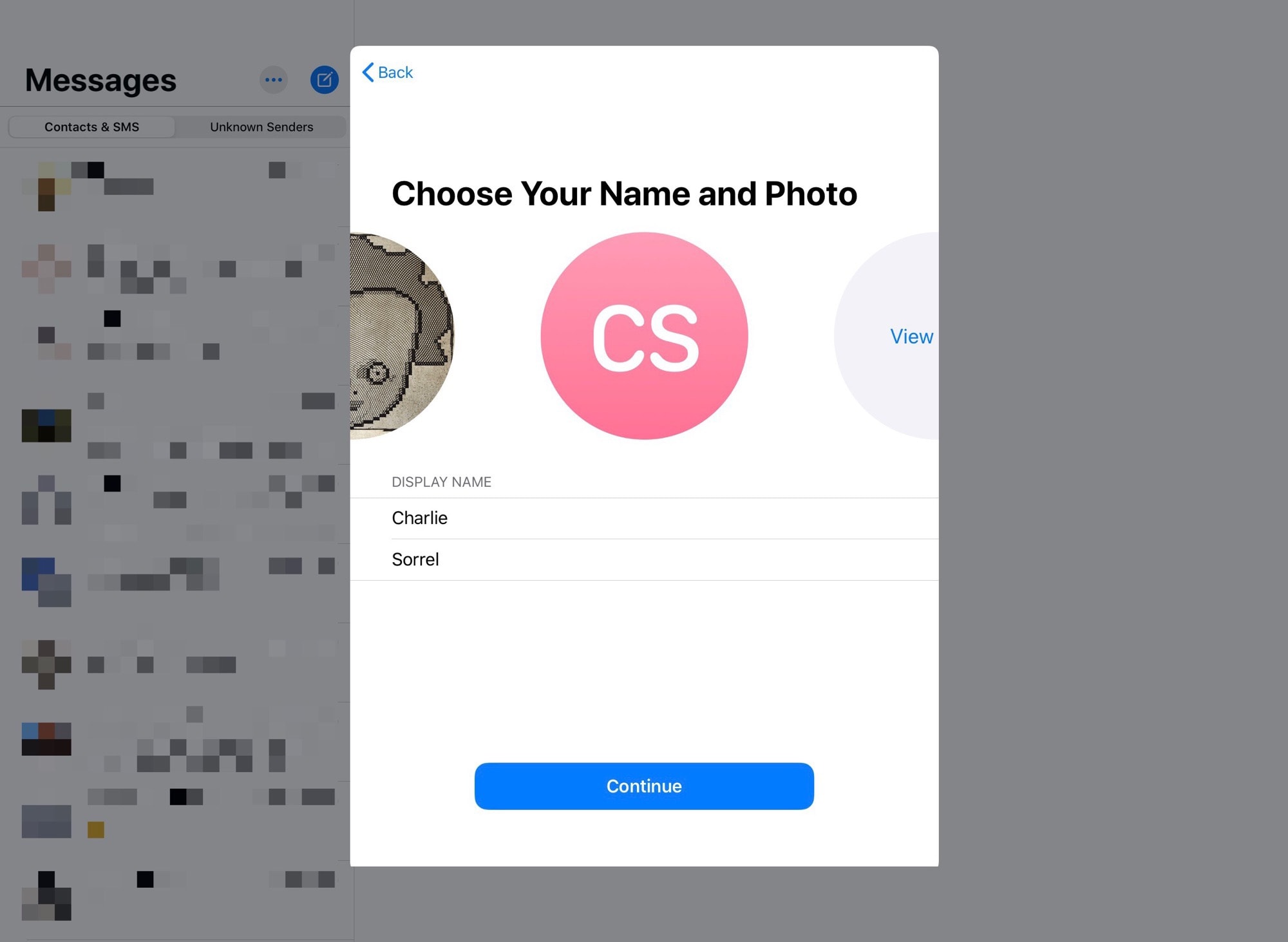   To add a custom photo to iMessages, first choose the image and add its name. 