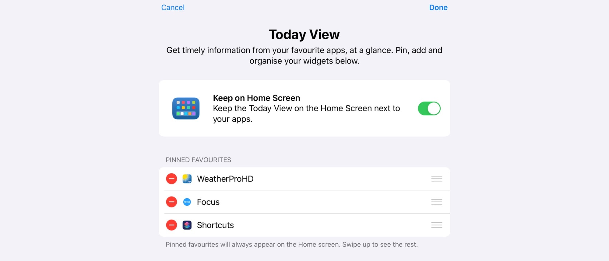 Pin your widgets to your iPad Home screen and add favorites.