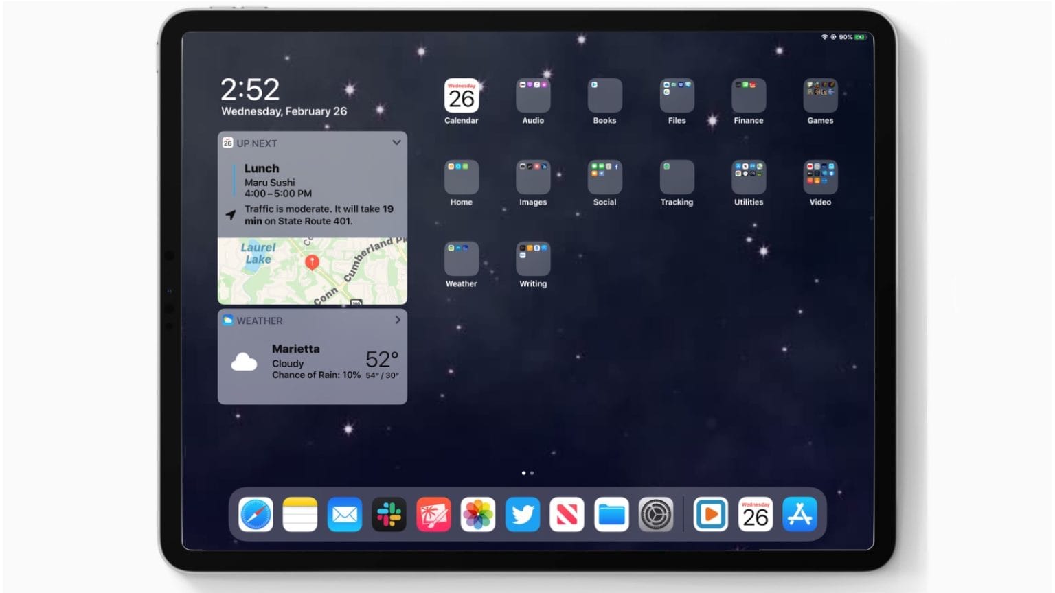 iPadOS 13.4 includes an improved Up Next home screen widget.