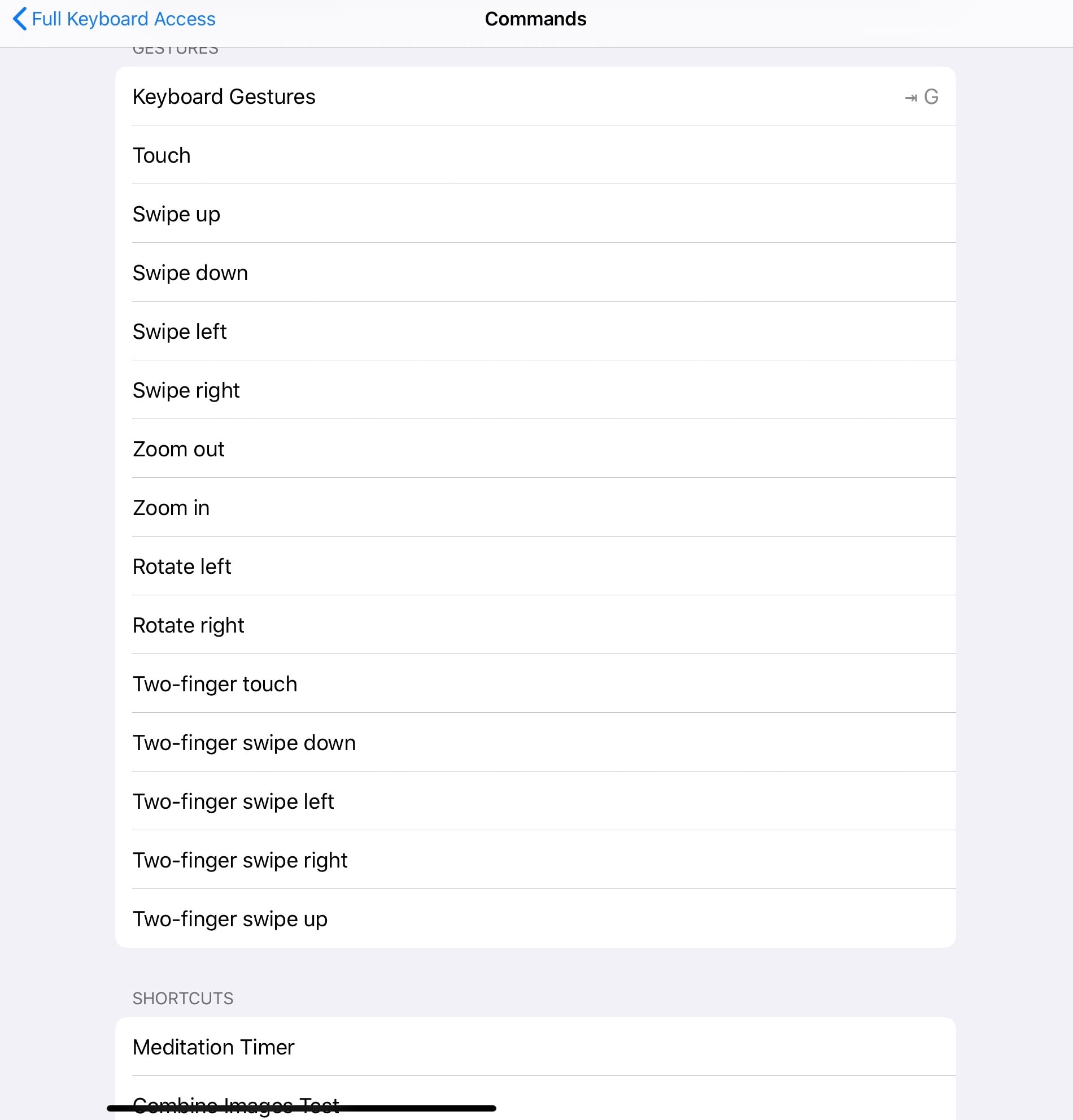 Full Keyboard Access in the iPadOS 13.4 beta offers custom commands. 