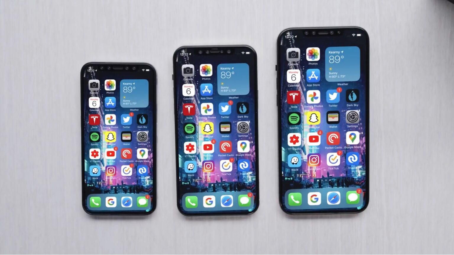 These iPhone 12 dummy units show what the real handset might look like.