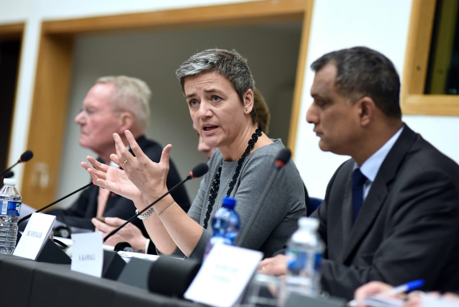 European Commission trustbuster Margrethe Vestager has Siri in her sights.