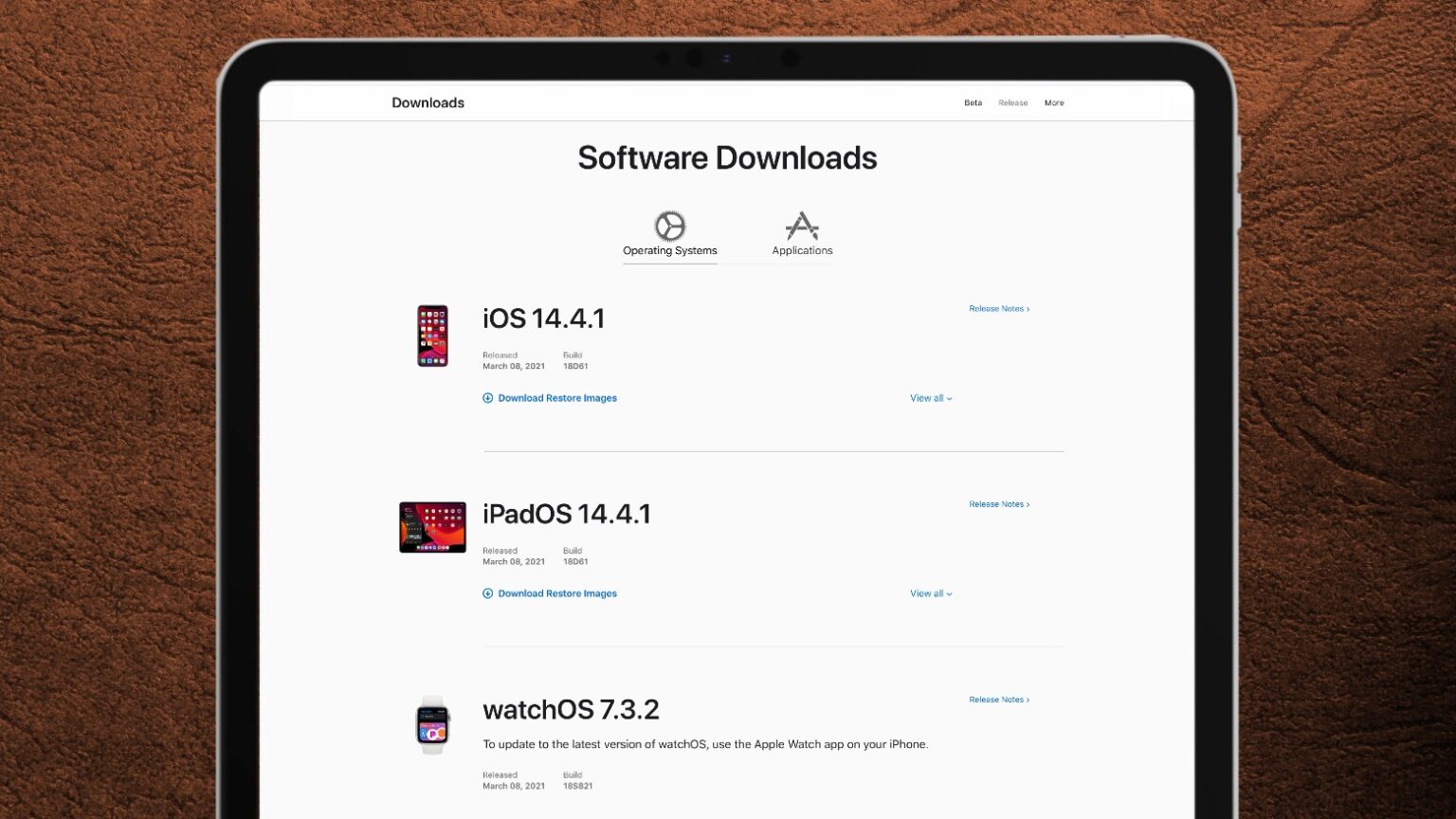 iOS 14.4.1 and iPadOS 14.4.1 and watchOS 7.3.2