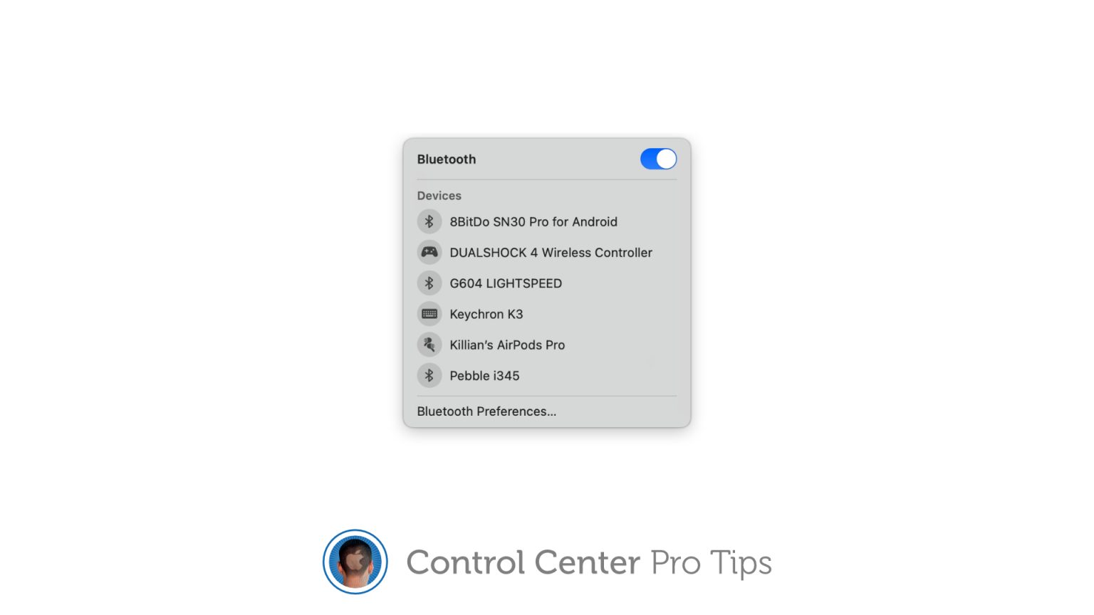 Manage Bluetooth devices in Control Center