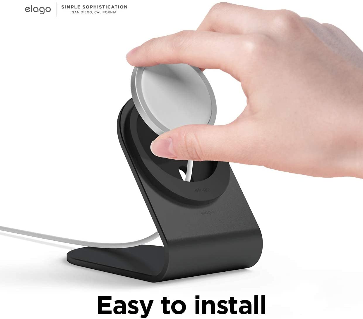 MagSafe installation is easy as shown with the Elago MS3 stand. 