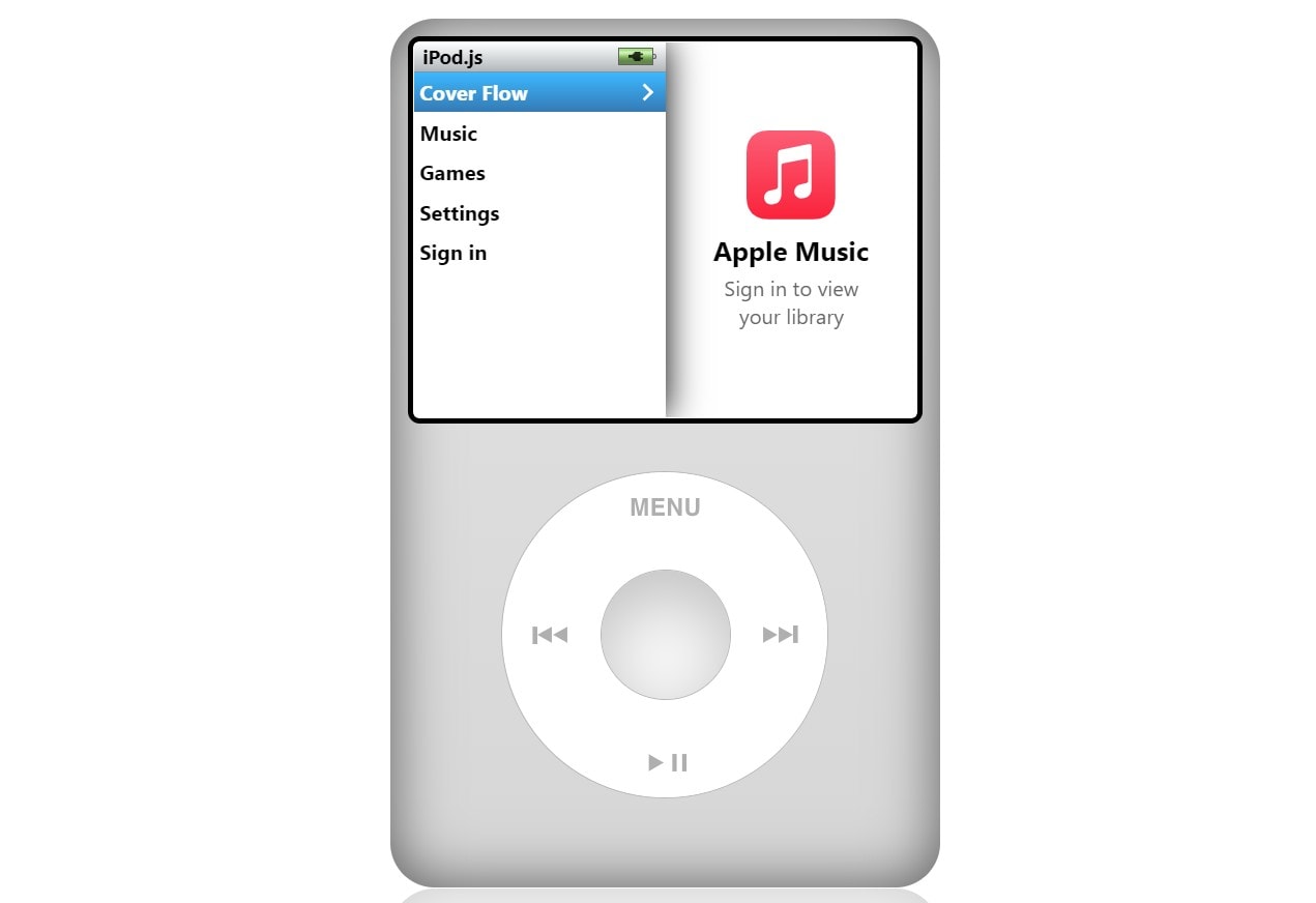 Tanner Villarete's free music player web app simulates the classic iPod click wheel.
