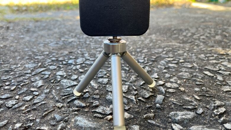Mophie Snap+ Powerstation Stand fits fine in my tripod.