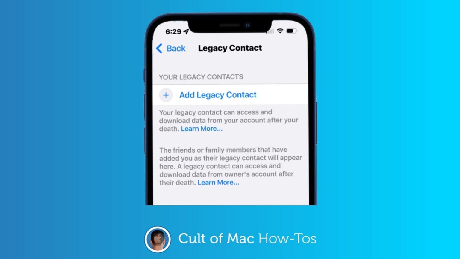 How to set a legacy contact on iPhone or iPad