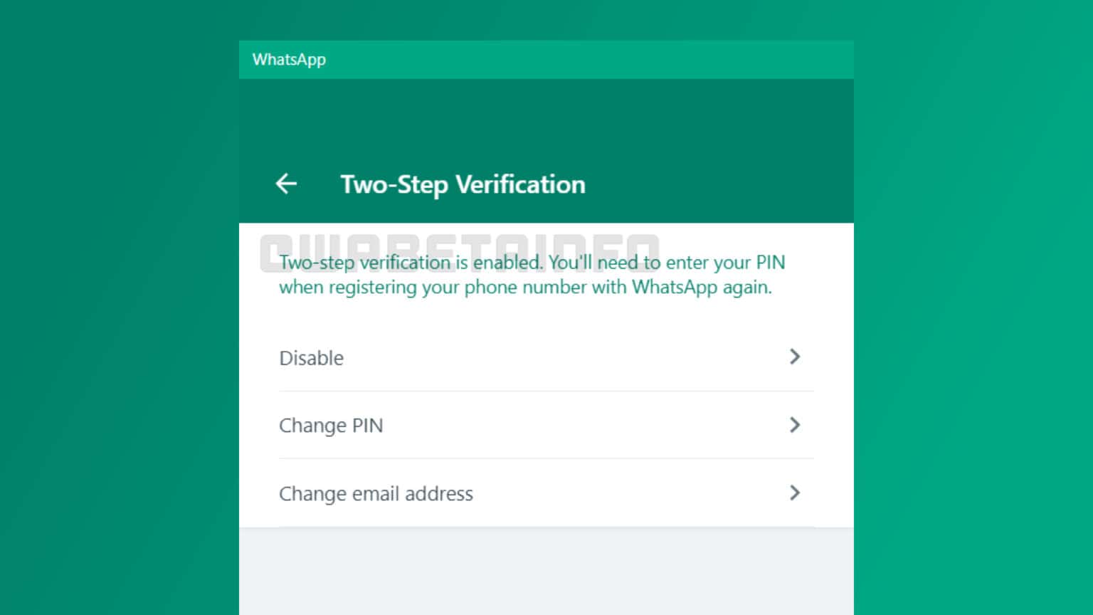 WhatsApp two-step verification